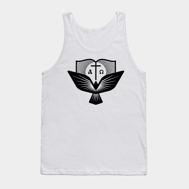 The cross of Jesus and the dove - a symbol of the Holy Spirit Tank Top by Reformer